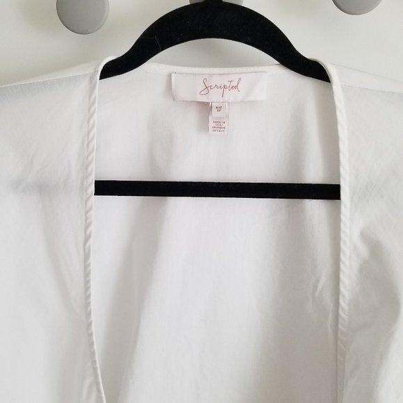 White Balloon Sleeve Wrap Tie Shirt/ Blouse - Picture 6 of 9